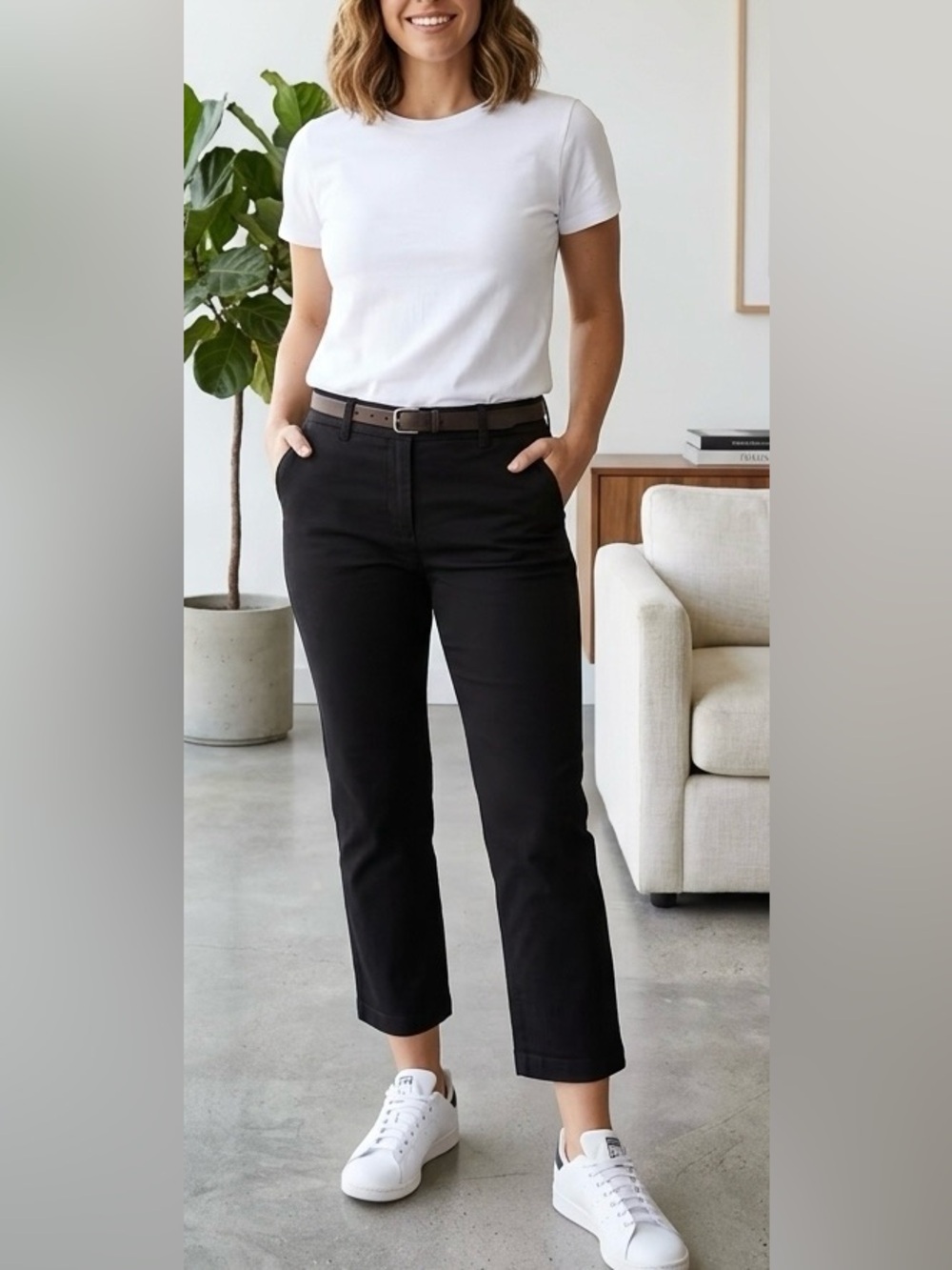URBAN LIFE Black Mid Rise Stretch Capri Crop Pants Size 11/12